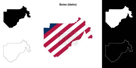 Ilustración de Conjunto de mapas esquemáticos del Condado de Boise (Idaho) - Imagen libre de derechos