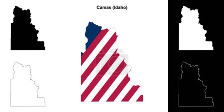 Ilustración de Conjunto de mapas de contorno del Condado de Camas (Idaho) - Imagen libre de derechos