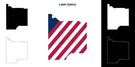 Ilustración de Conjunto de mapas de contorno del condado de Latah (Idaho) - Imagen libre de derechos