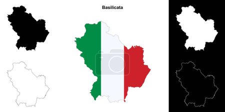 Basilicata en blanco esquema mapa conjunto