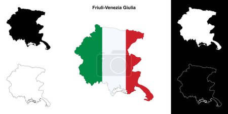 Friuli-Venezia Giulia en blanco esquema mapa conjunto