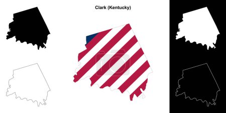 Ilustración de Conjunto de mapas esquemáticos del Condado de Clark (Kentucky) - Imagen libre de derechos