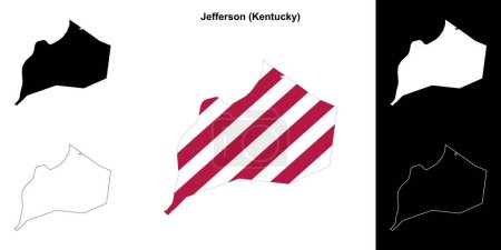 Illustration for Jefferson County (Kentucky) outline map set - Royalty Free Image