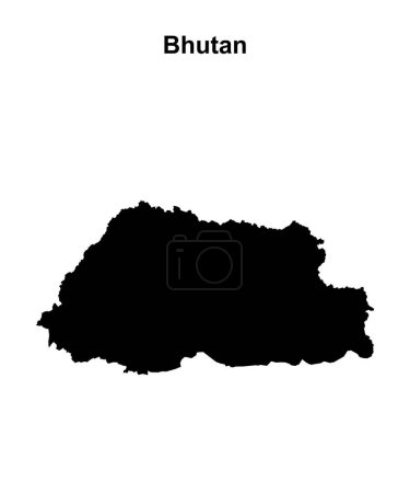 Illustration for Bhutan blank outline map - Royalty Free Image
