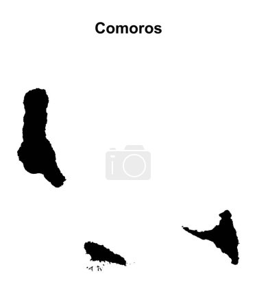 Carte de contour vierge des Comores