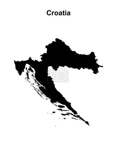 Croacia mapa contorno en blanco