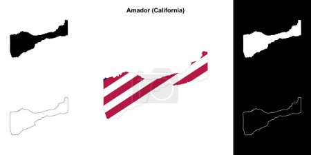 Téléchargez les illustrations : Amador County (Californie) schéma carte - en licence libre de droit