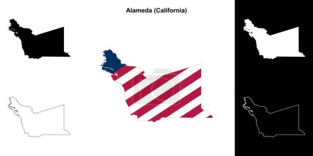 Ilustración de Condado de Alameda (California) esquema mapa conjunto - Imagen libre de derechos