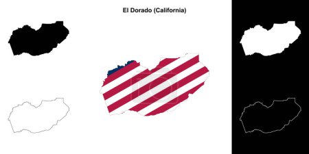 Illustration for El Dorado County (California) outline map set - Royalty Free Image