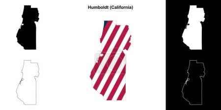 Ilustración de Condado de Humboldt (California) esquema mapa conjunto - Imagen libre de derechos
