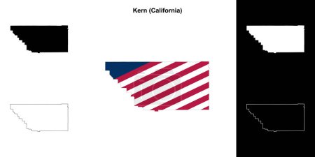 Kern County (California) outline map set