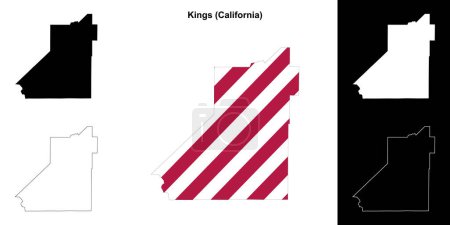 Téléchargez les illustrations : Kings County (Californie) schéma carte - en licence libre de droit