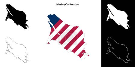 Téléchargez les illustrations : Plan du comté de Marin (Californie) - en licence libre de droit