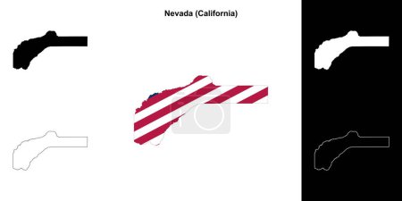 Nevada County (California) outline map set