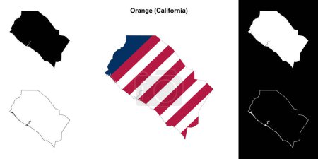 Orange County (California) outline map set