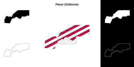 Ilustración de Placer County (California) esquema mapa conjunto - Imagen libre de derechos