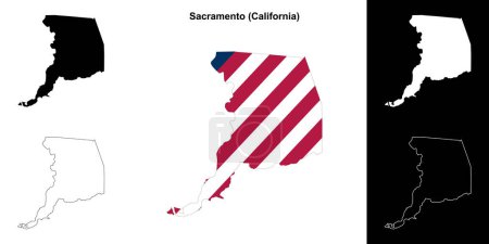 Sacramento County (California) outline map set