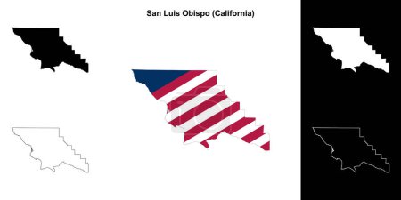 Ilustración de Condado de San Luis Obispo (California) esquema mapa conjunto - Imagen libre de derechos