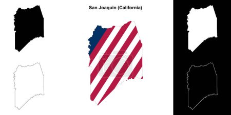 Ilustración de Conjunto de mapas de contorno del Condado de San Joaquín (California) - Imagen libre de derechos