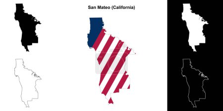 San Mateo County (California) outline map set