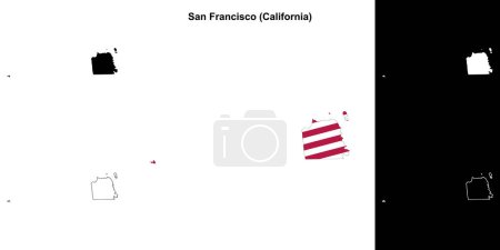 Téléchargez les illustrations : San Francisco County (Californie) schéma carte - en licence libre de droit