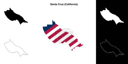Téléchargez les illustrations : Santa Cruz County (Californie) schéma carte - en licence libre de droit