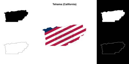 Tehama County (California) outline map set
