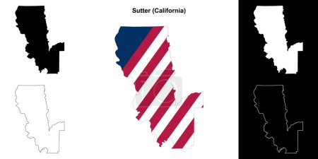 Sutter County (California) outline map set