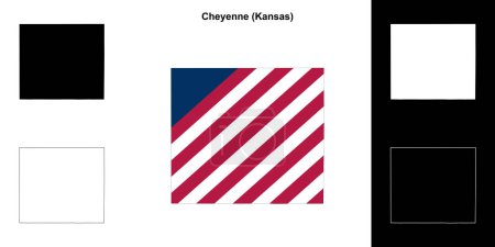Ilustración de Condado de Cheyenne (Kansas) esquema mapa conjunto - Imagen libre de derechos