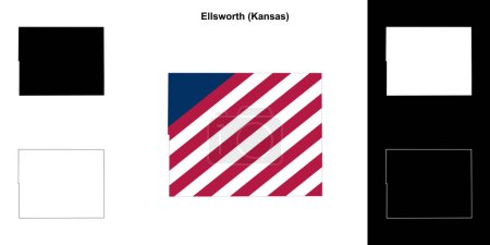 Ilustración de Ellsworth County (Kansas) esquema conjunto de mapas - Imagen libre de derechos