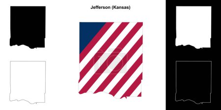 Illustration for Jefferson County (Kansas) outline map set - Royalty Free Image