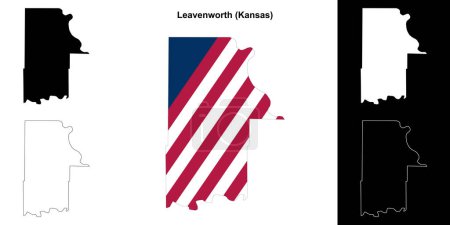 Téléchargez les illustrations : Carte générale du comté de Leavenworth (Kansas) - en licence libre de droit