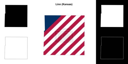 Ilustración de Linn County (Kansas) esquema mapa conjunto - Imagen libre de derechos