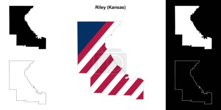 Ilustración de Riley County (Kansas) esquema mapa conjunto - Imagen libre de derechos