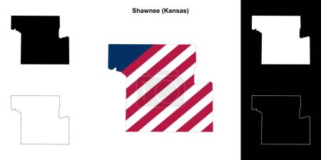 Illustration for Shawnee County (Kansas) outline map set - Royalty Free Image