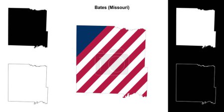 Ilustración de Conjunto de mapas de contorno del Condado de Bates (Missouri) - Imagen libre de derechos