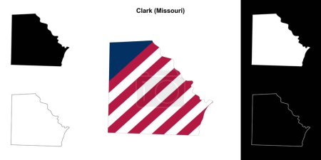 Ilustración de Condado de Clark (Missouri) esquema mapa conjunto - Imagen libre de derechos