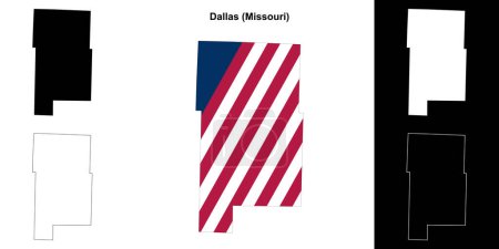 Ilustración de Condado de Dallas (Missouri) esquema mapa conjunto - Imagen libre de derechos