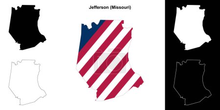 Illustration for Jefferson County (Missouri) outline map set - Royalty Free Image