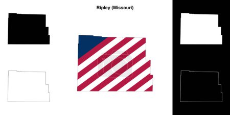 Ilustración de Conjunto de mapas de contorno del Condado de Ripley (Missouri) - Imagen libre de derechos