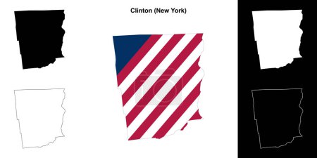 Clinton County (New York) outline map set
