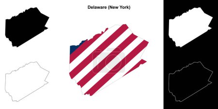 Delaware County (New York) outline map set