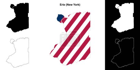 Erie County (New York) outline map set
