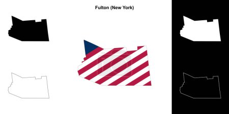 Illustration for Fulton County (New York) outline map set - Royalty Free Image