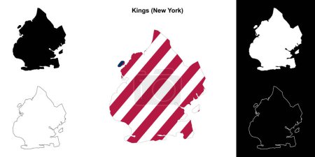 Kings County (New York) outline map set