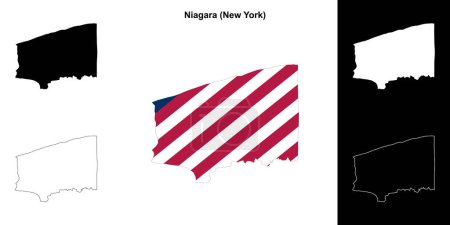 Illustration for Niagara County (New York) outline map set - Royalty Free Image