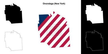 Illustration for Onondaga County (New York) outline map set - Royalty Free Image