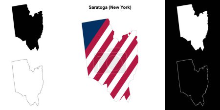 Saratoga County (New York) outline map set