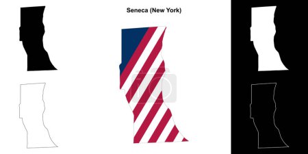 Illustration for Seneca County (New York) outline map set - Royalty Free Image