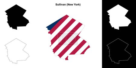 Sullivan County (New York) outline map set